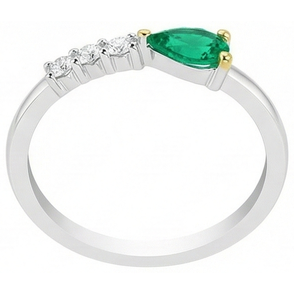 Authentic Emerald Colored Stone Ring – front view