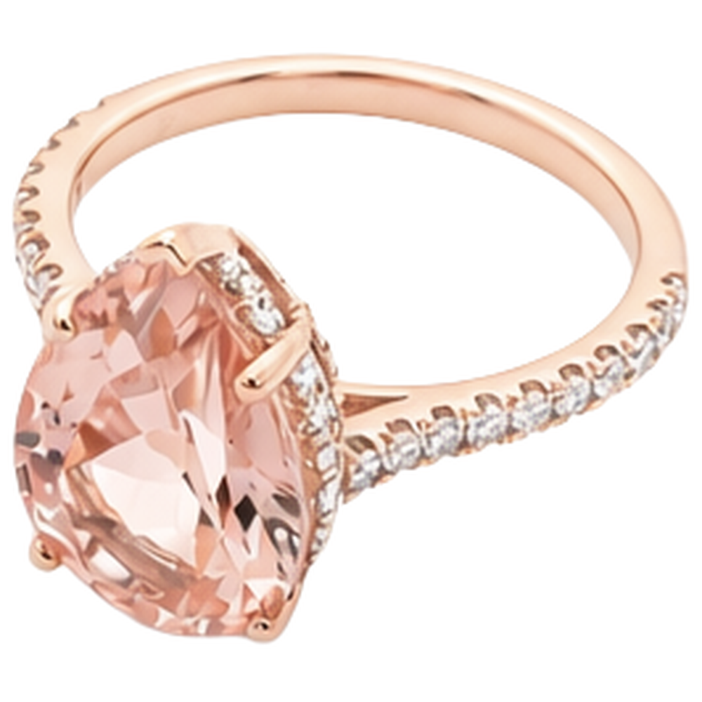 natural round morganite 9.25ct ring close up detail