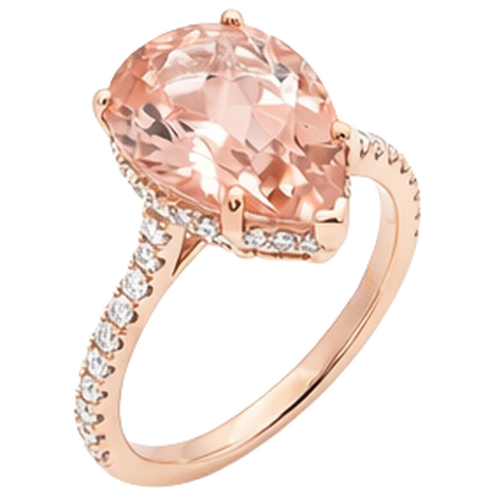 natural round morganite 9.25ct ring profile view