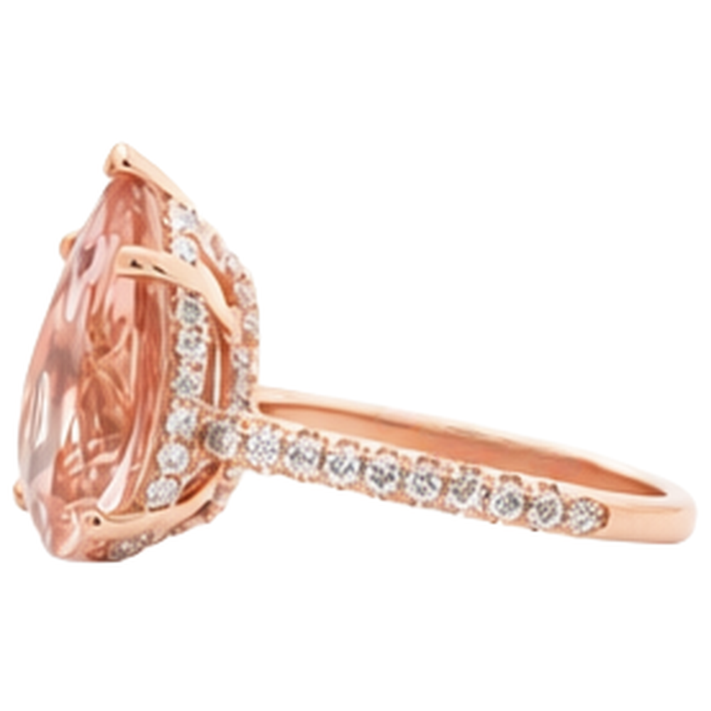 natural round morganite 9.25ct ring on white background