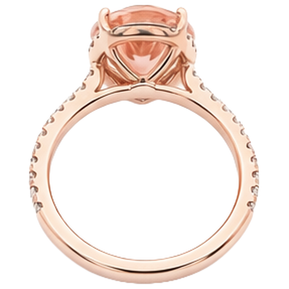 natural round morganite 9.25ct ring with diamond accents