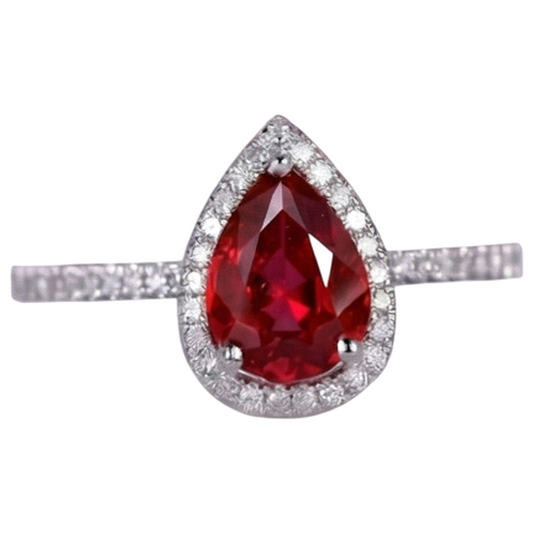 natural round ruby 3.45ct ring front view