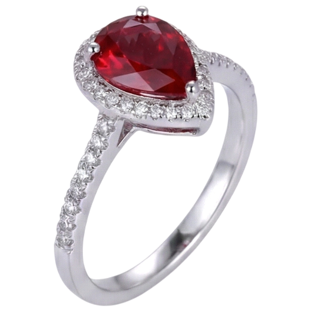 natural round ruby 3.45ct ring close up detail