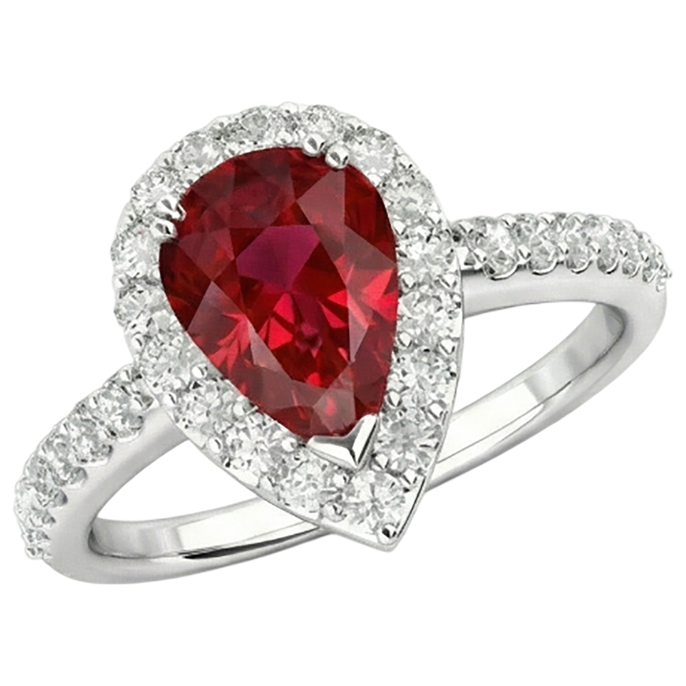 natural round ruby 2.5ct ring close up detail