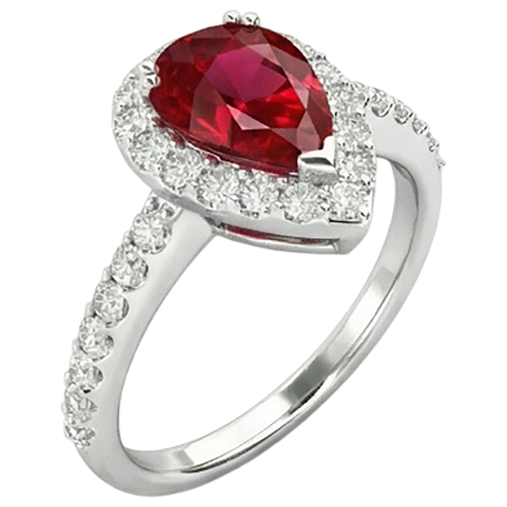 natural round ruby 2.5ct ring top view