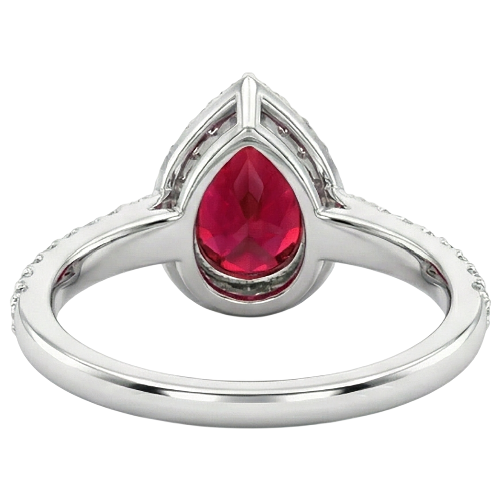 natural round ruby 2.5ct ring profile view