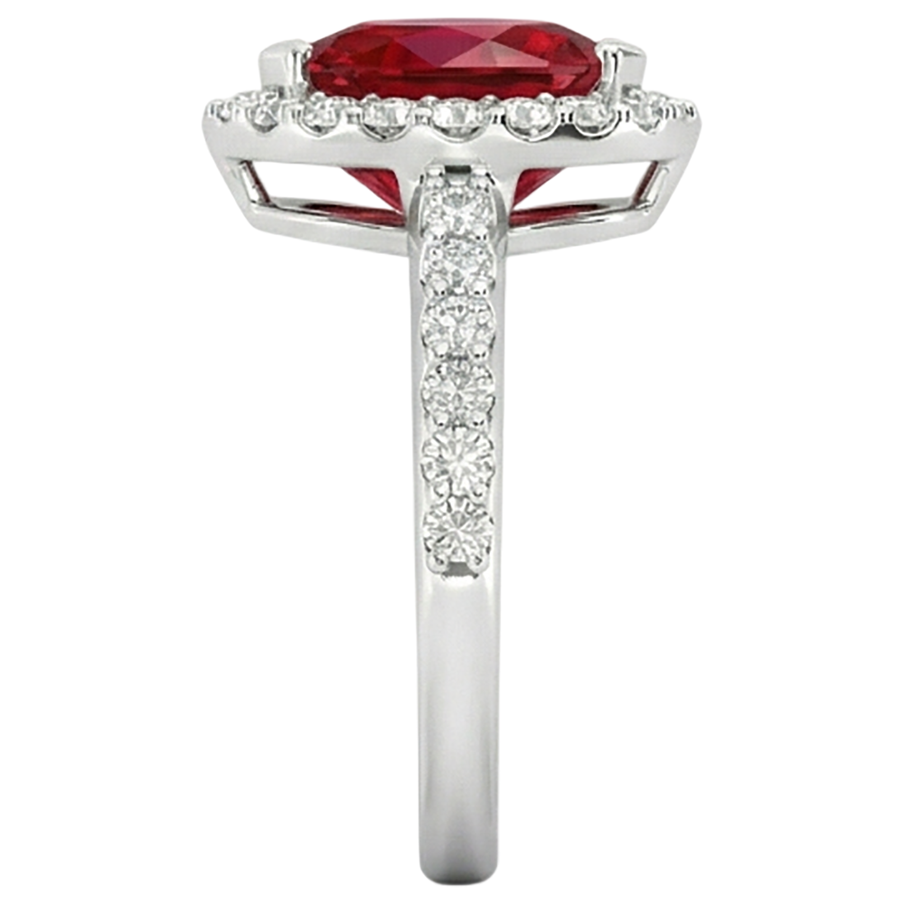 natural round ruby 2.5ct ring on white background