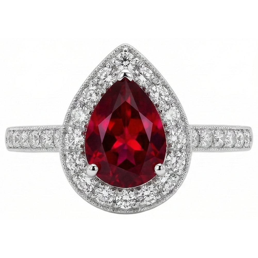 natural round ruby 3ct ring front view