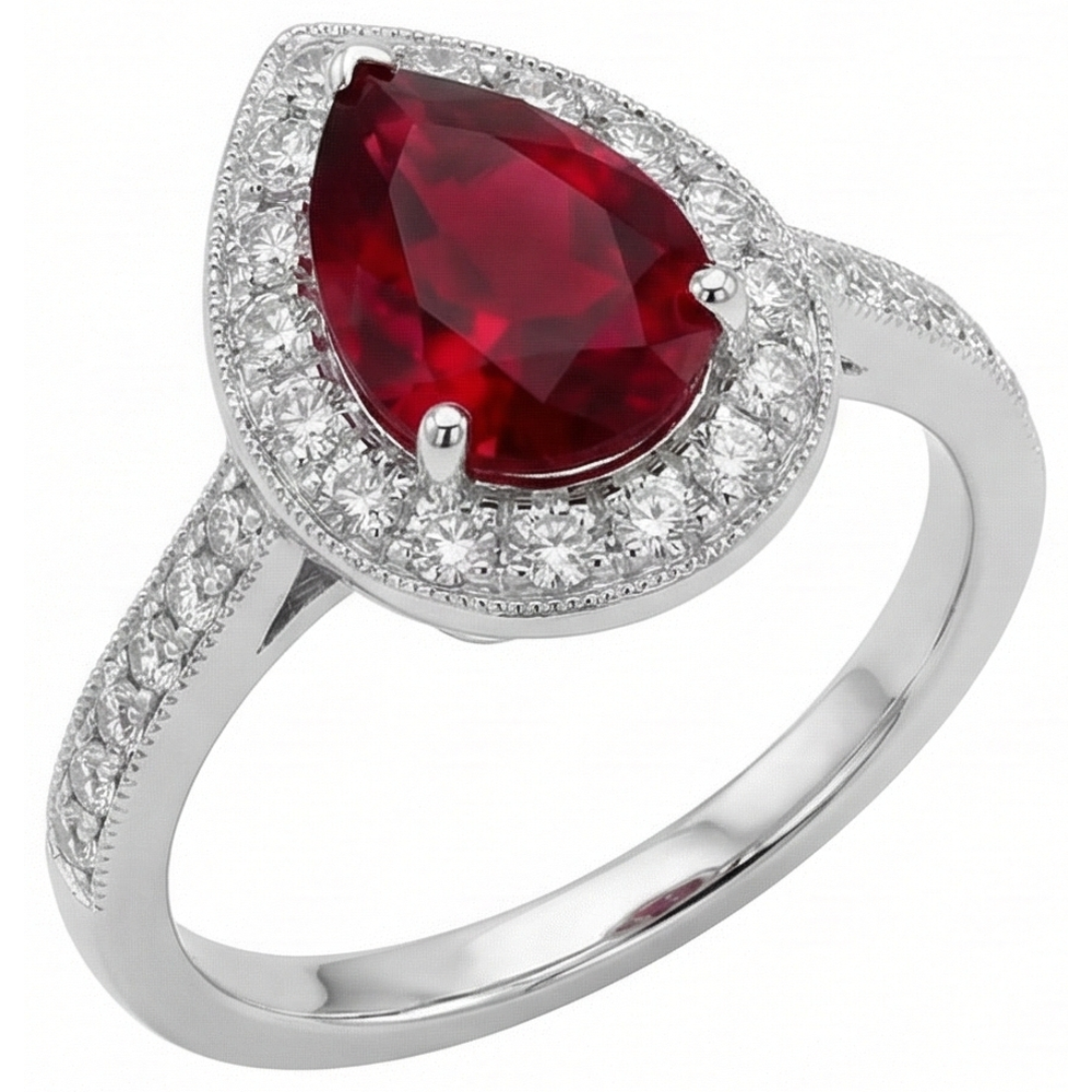 natural round ruby 3ct ring side angle