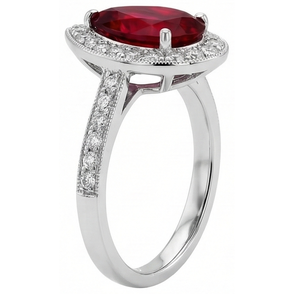natural round ruby 3ct ring top view