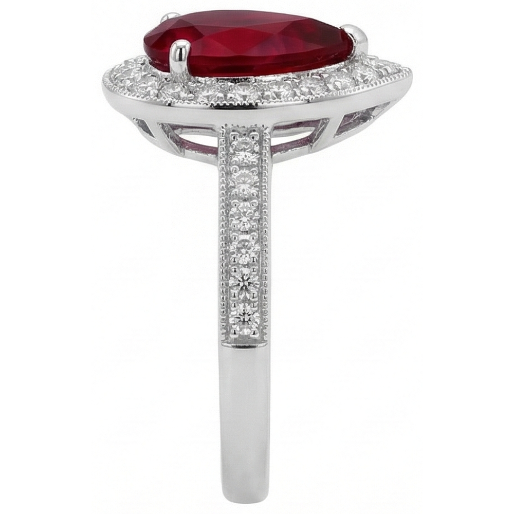 natural round ruby 3ct ring profile view