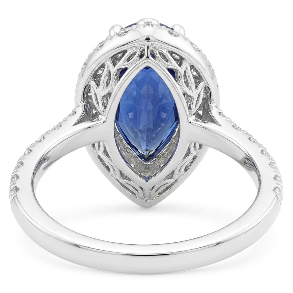 Pear Cut Sapphire And Natural Earth Mined Diamond ( Not Lab Grown ) Ring