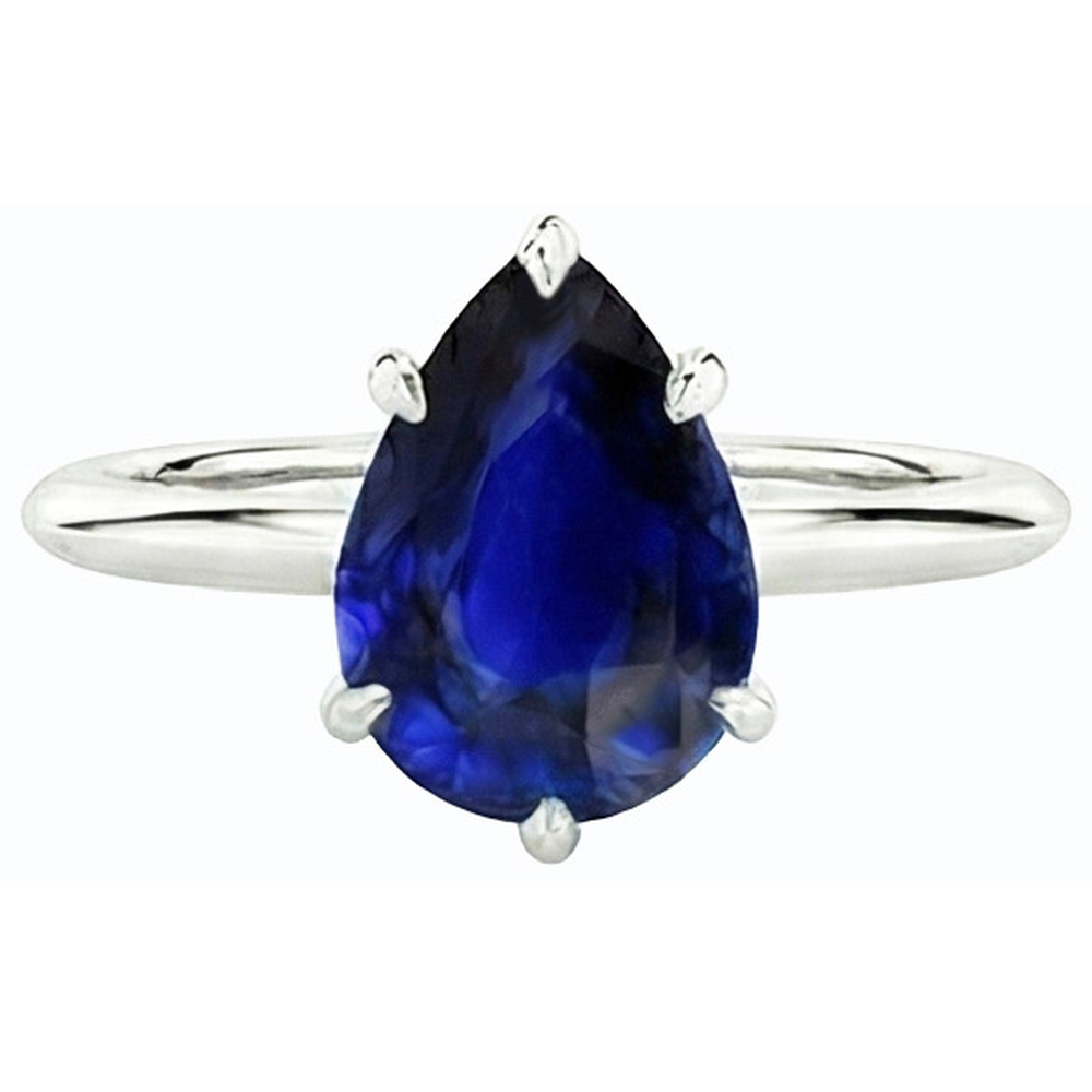 natural pear sapphire 2.50ct ring close up detail