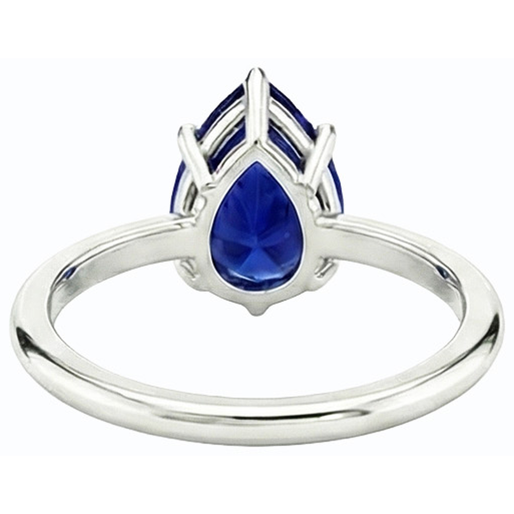 natural pear sapphire 2.50ct ring top view