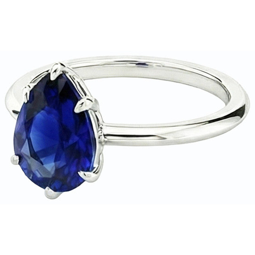 natural pear sapphire 2.50ct ring profile view