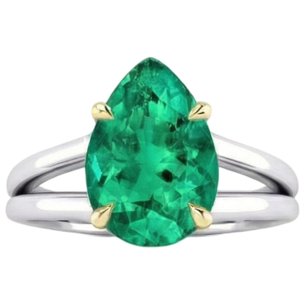 Handcrafted Colombian Emerald Precious Stone Ring 3 ct – side view