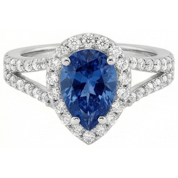 Pear Cut Sri Lankan Sapphire And Round Natural Earth Mined Diamond ( Not Lab Grown )s 4 Carats Ring