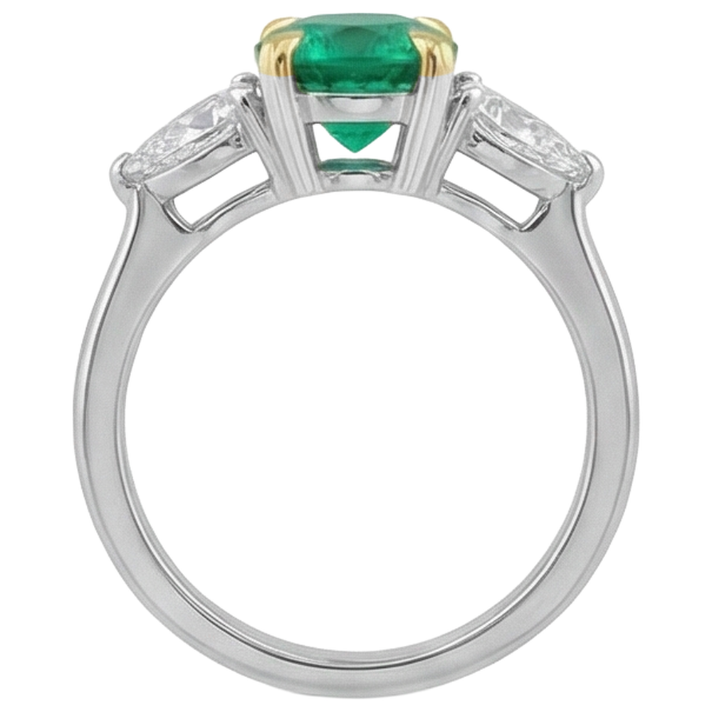 Fine Emerald Precious Stone Ring 2 ct – top view
