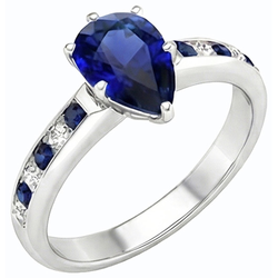 Natural Sapphire Ring 2ct - White Gold 14K
