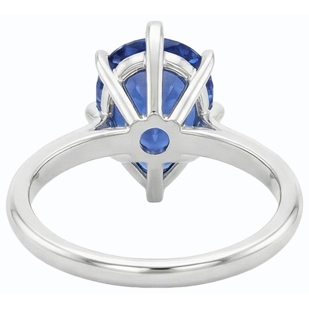 Pear Gemstone Solitaire Ring Prong Set Blue Sapphire 2.50 Carats