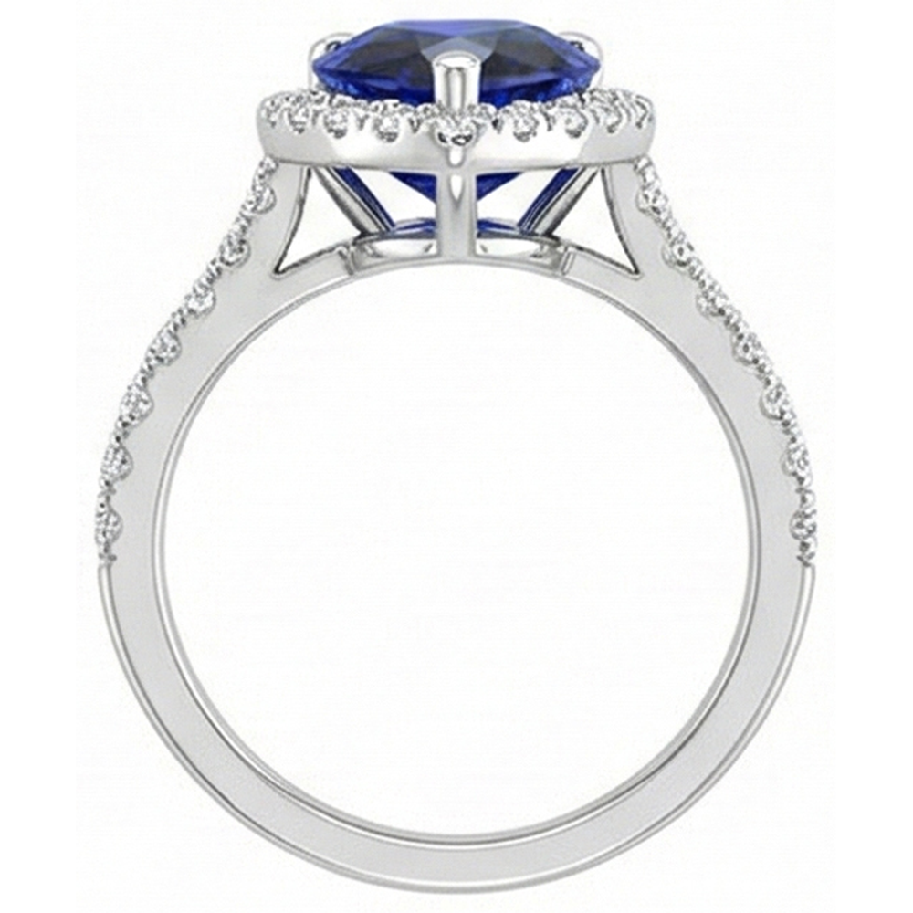 natural round sapphire 5ct ring on white background