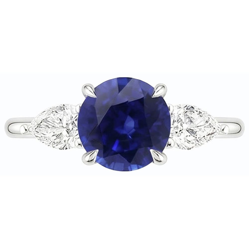 natural round sapphire 3ct ring side angle