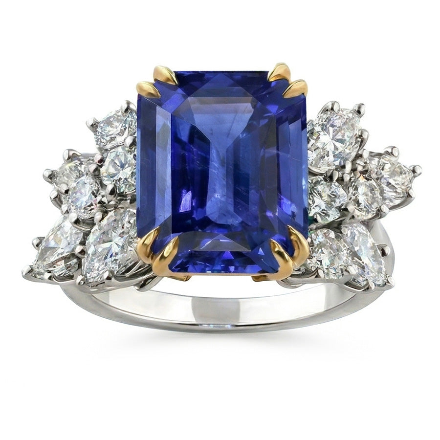 natural round sapphire 4.50ct ring close up detail