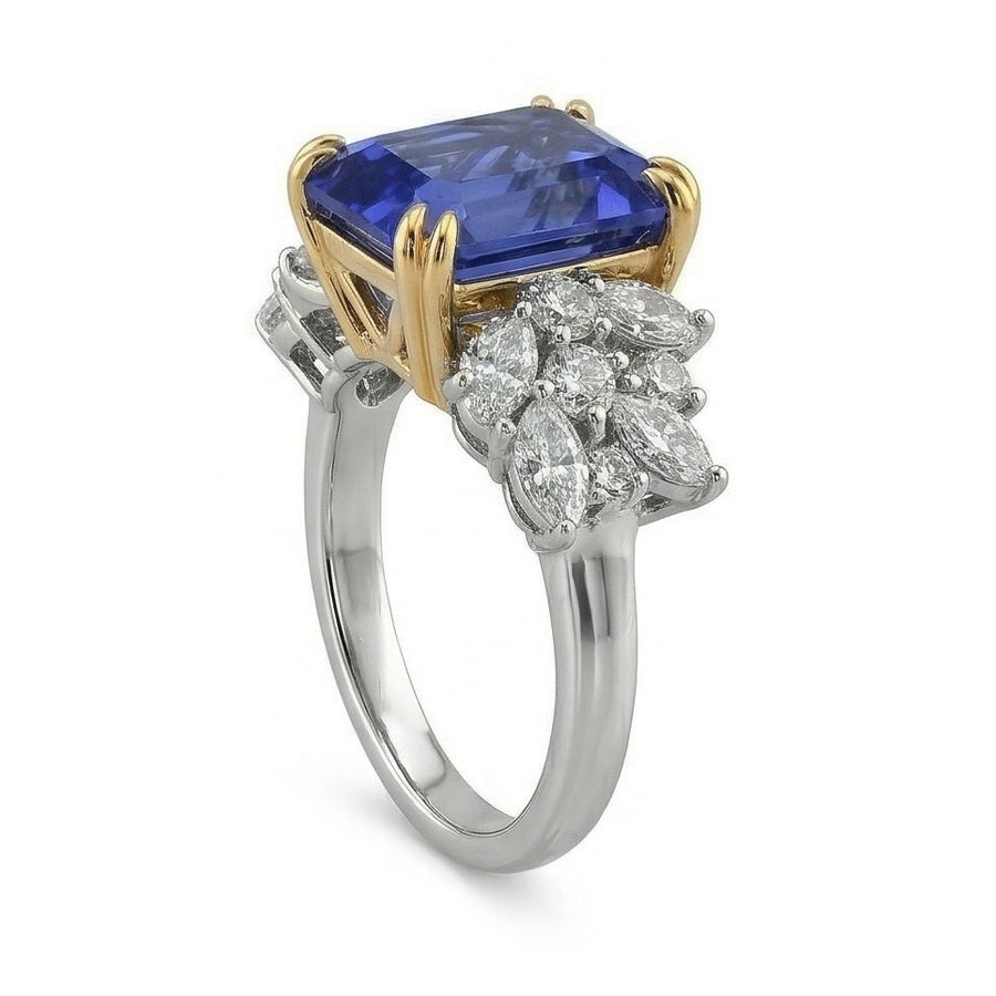 natural round sapphire 4.50ct ring top view