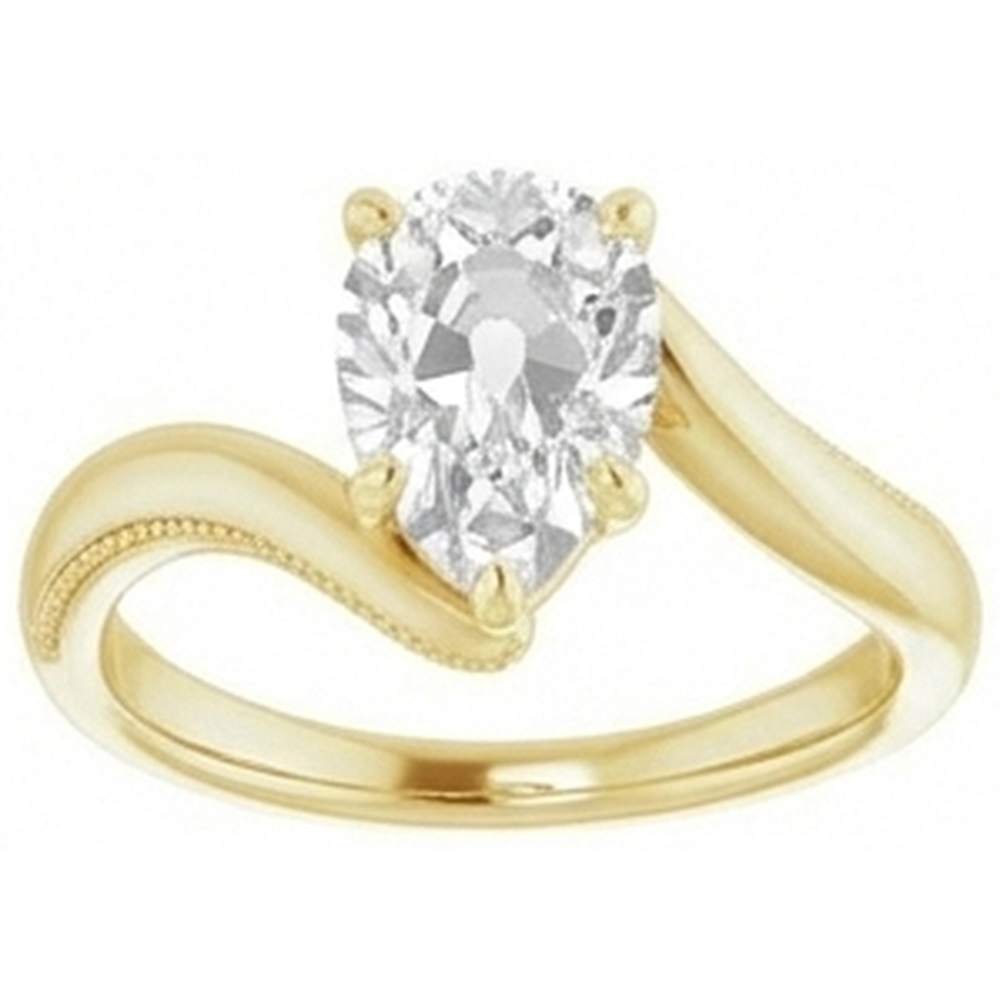 Single Stone Ring 14 Karat Yellow Gold with Diamond – side view