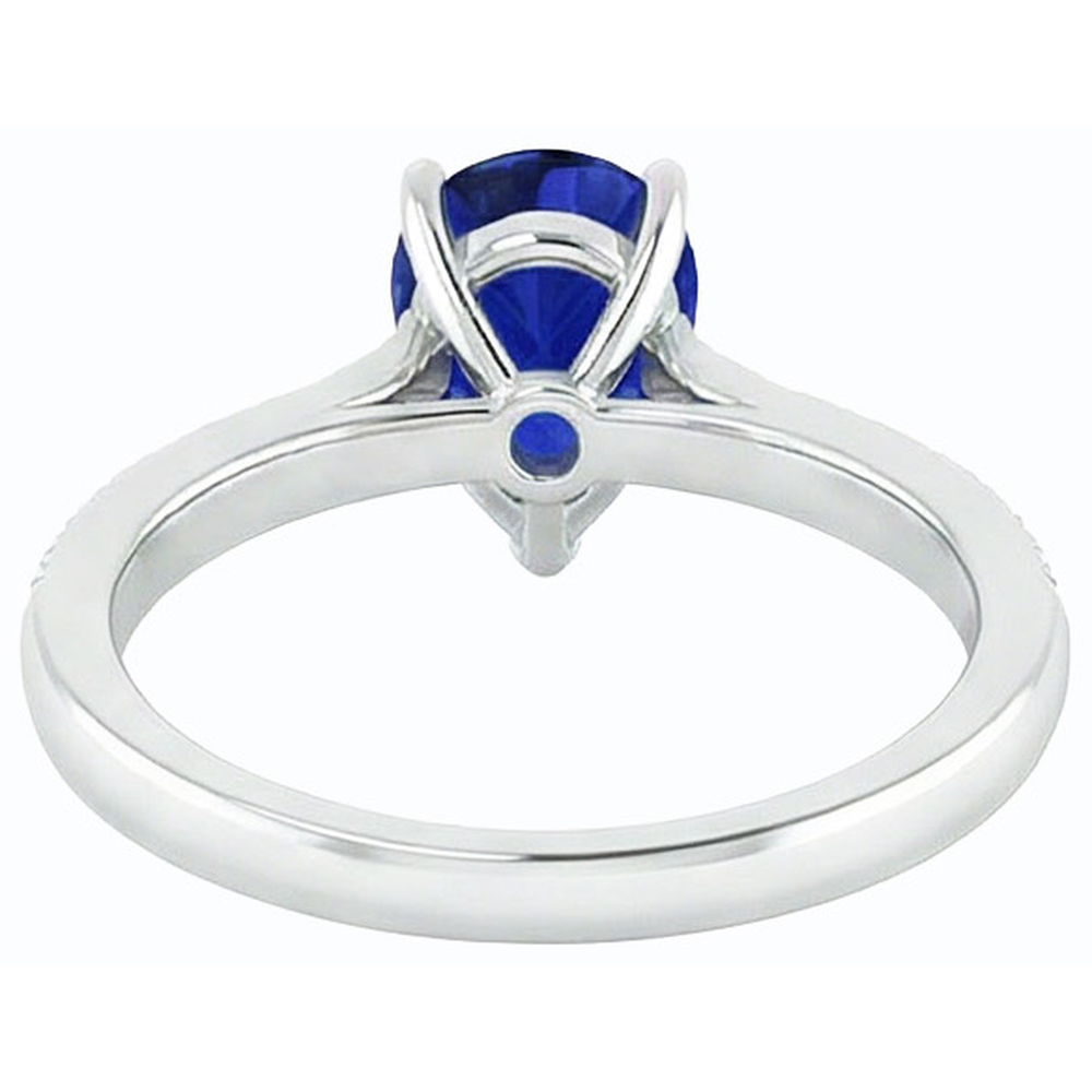 natural round sapphire 3ct ring top view