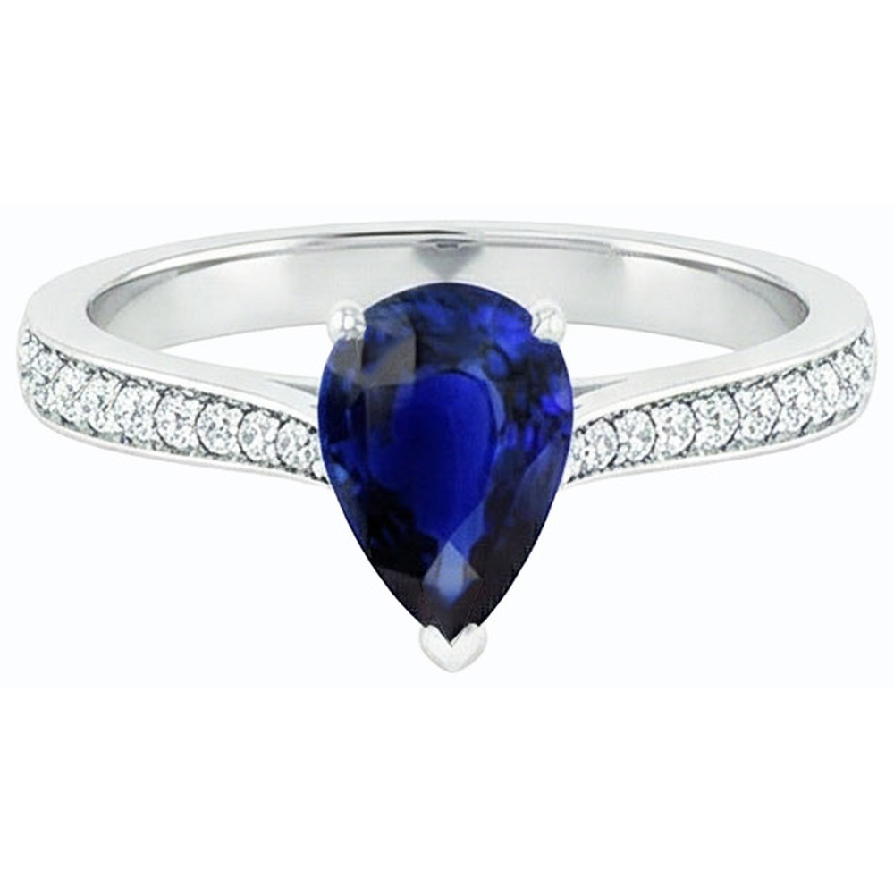 natural round sapphire 3ct ring on white background