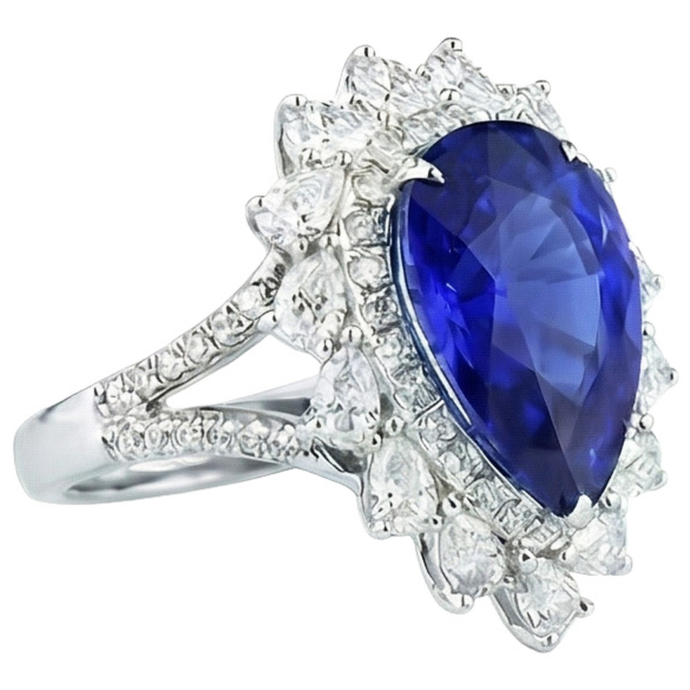 natural round sapphire 4ct ring top view