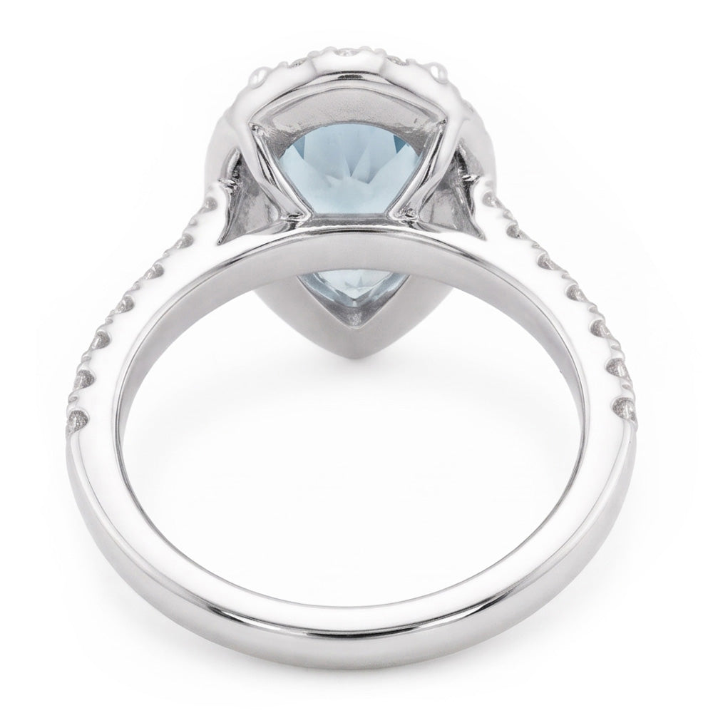 Pear Shape Aquamarine And Natural Earth Mined Diamond ( Not Lab Grown )s 14 Ct Wedding Ring White Gold 14K