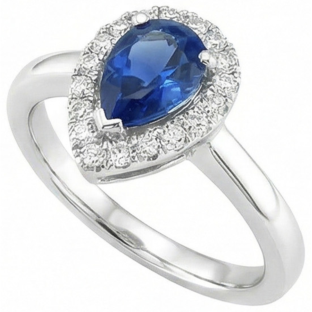 natural round sapphire 3.30ct ring top view