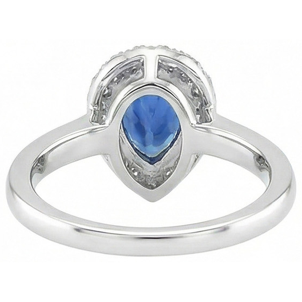 natural round sapphire 3.30ct ring on white background