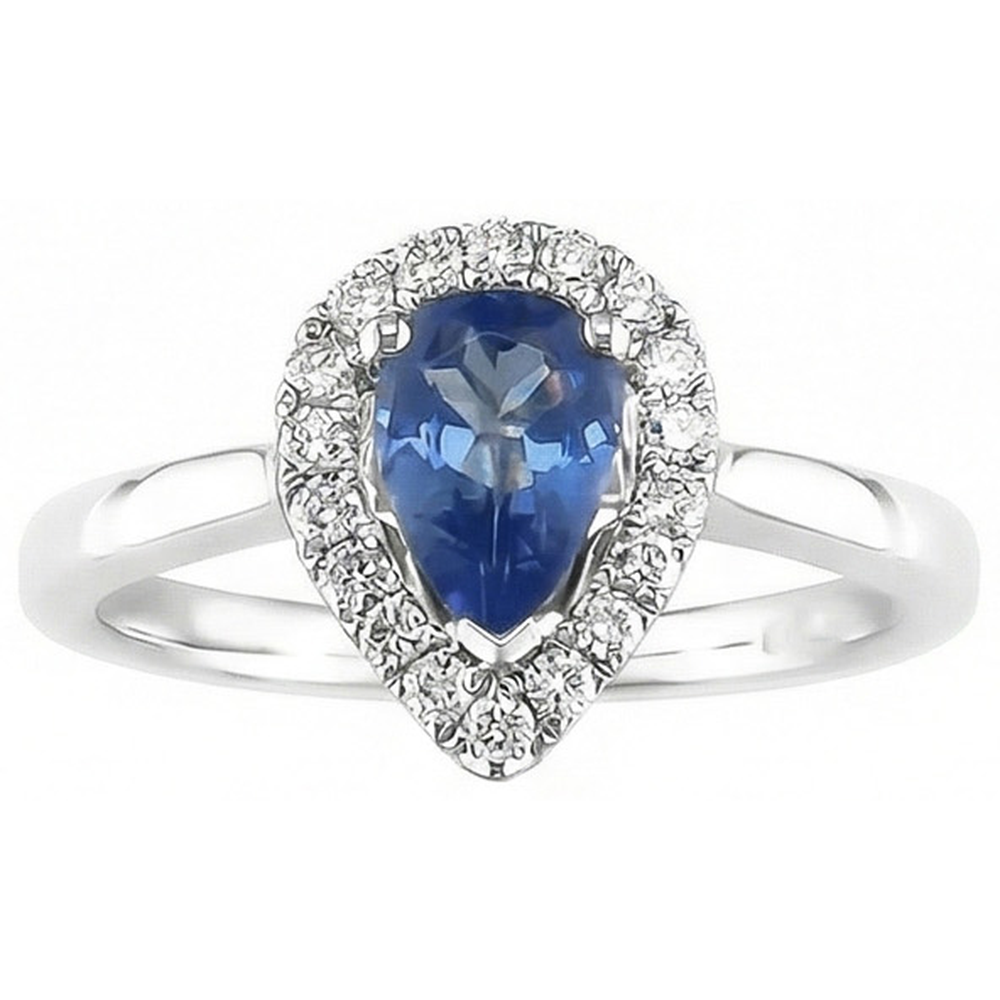 natural round sapphire 3.30ct ring close up detail