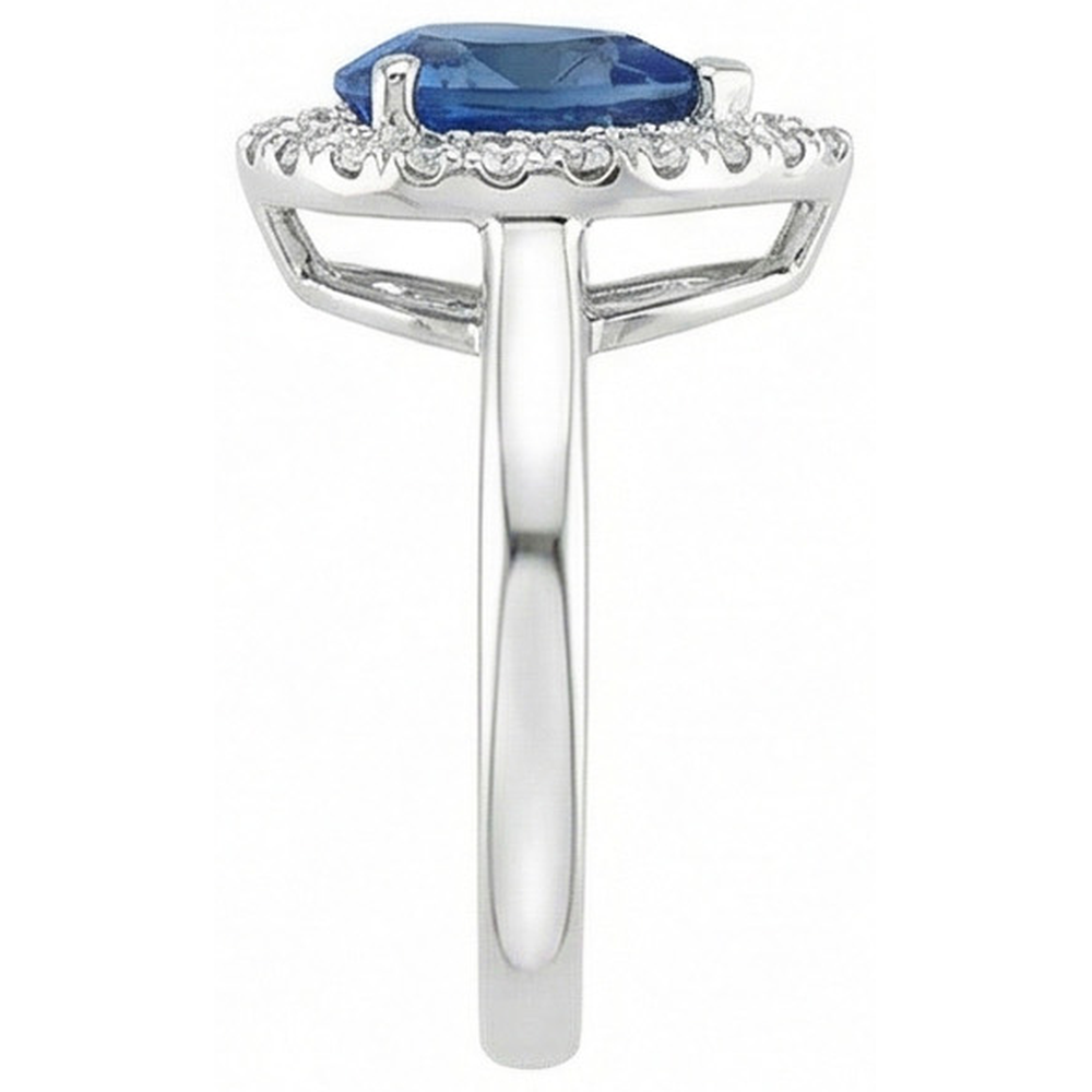 natural round sapphire 3.30ct ring profile view