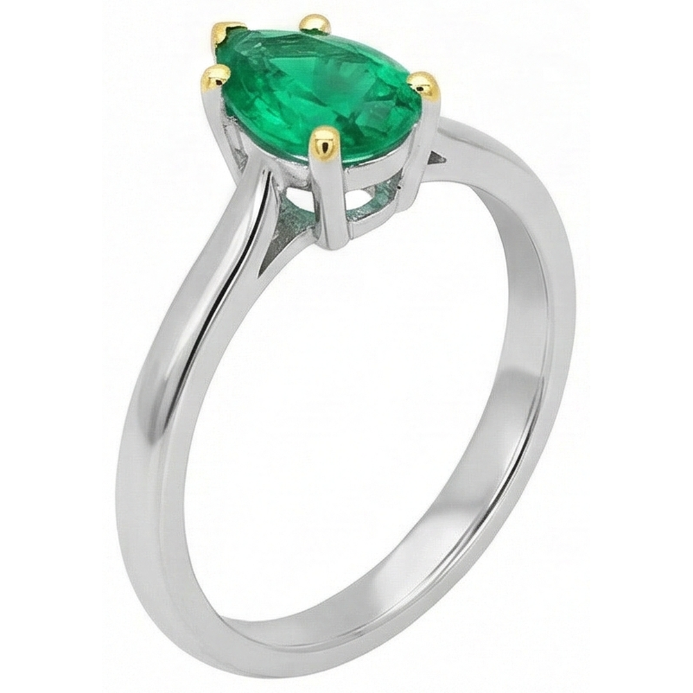 Genuine Emerald Colored Stone Ring – front view