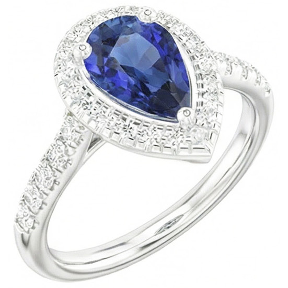 natural round sapphire 4ct ring close up detail