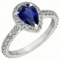 High-End Blue Sapphire Precious Stone Ring 2.50 ct – 14K White