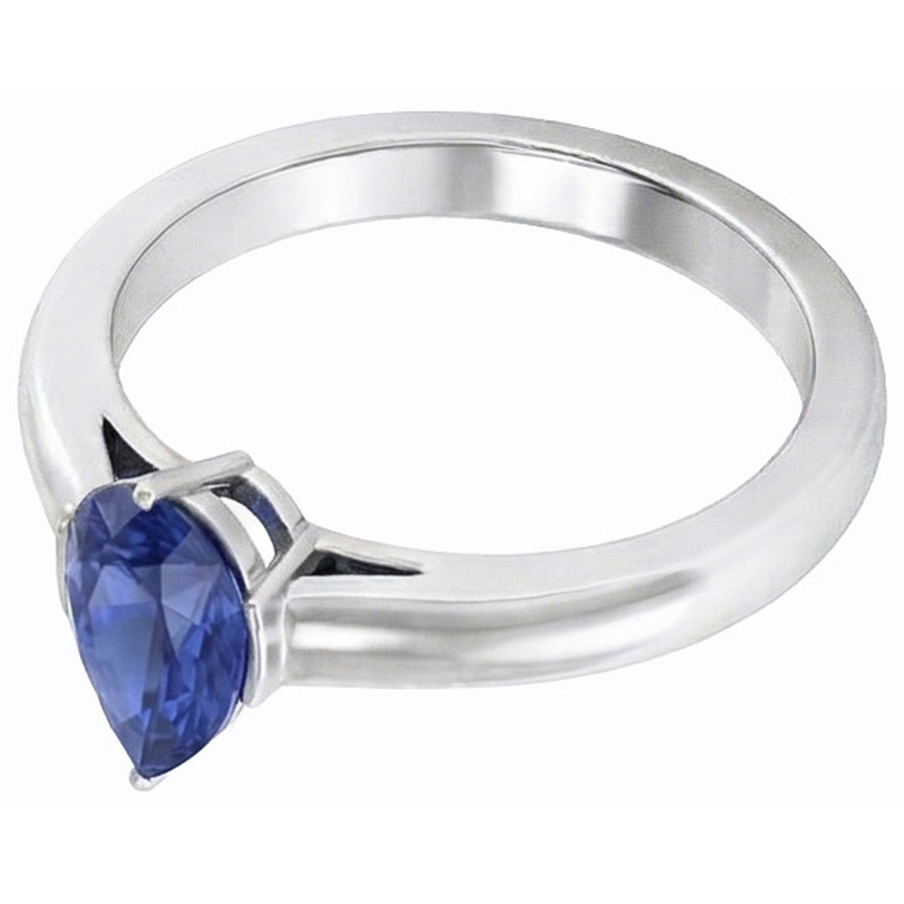 natural pear sapphire 1.50ct ring side angle