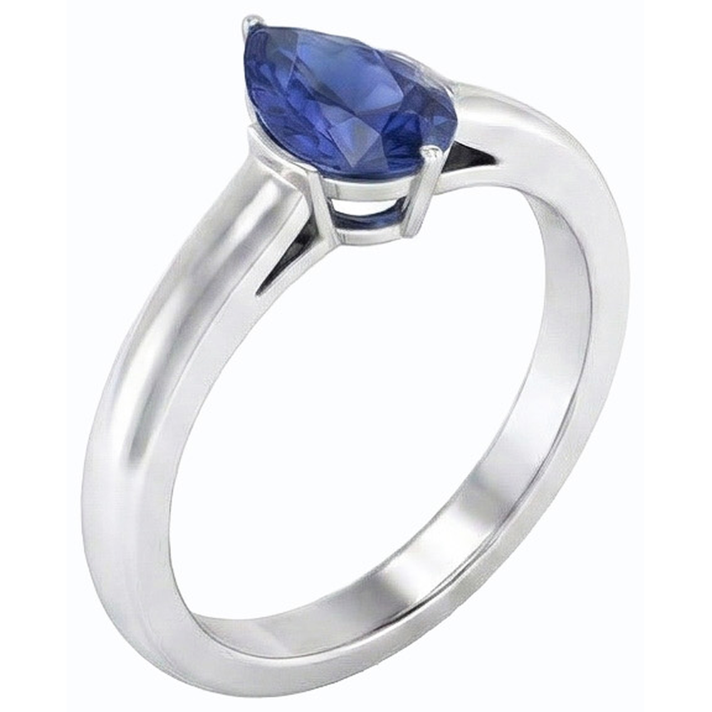 natural pear sapphire 1.50ct ring close up detail