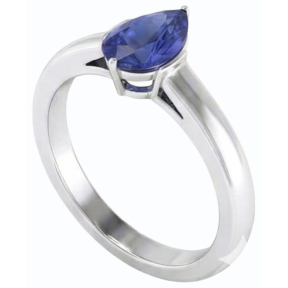 natural pear sapphire 1.50ct ring top view