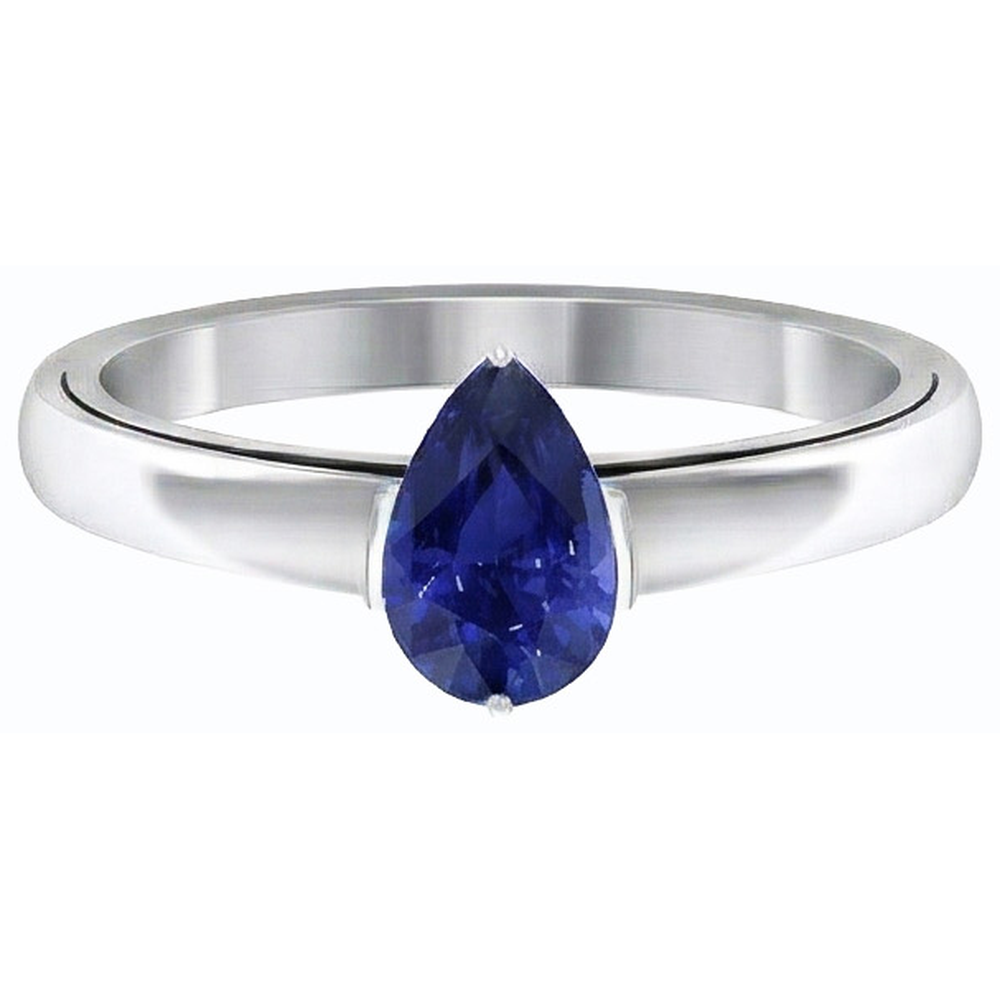natural pear sapphire 1.50ct ring profile view