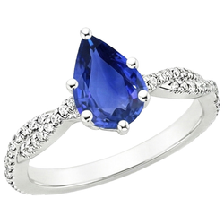 Natural Sapphire Ring 5.50ct - White Gold 14K