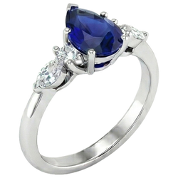 Natural Sapphire Ring 3.50ct - White Gold 14K