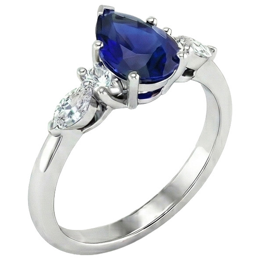 natural round sapphire 3.50ct ring front view