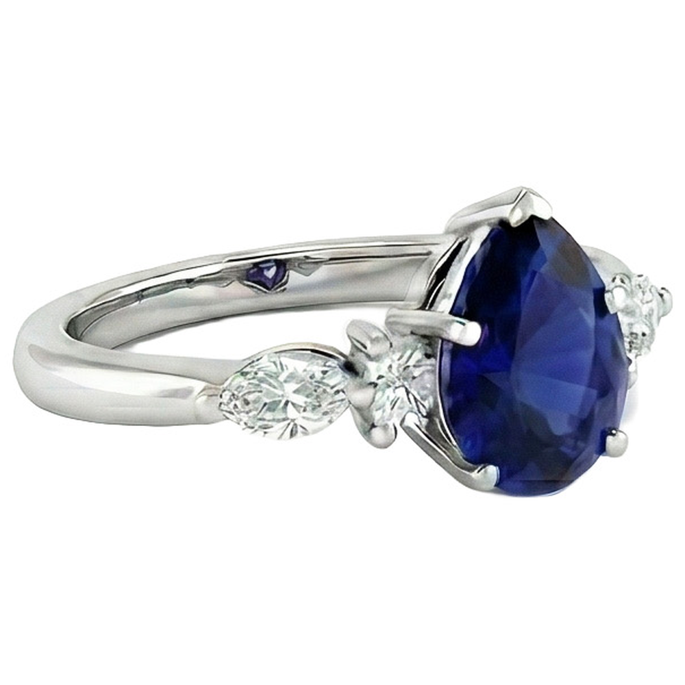 natural round sapphire 3.50ct ring side angle