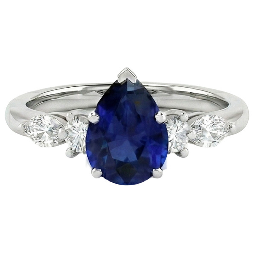 natural round sapphire 3.50ct ring close up detail
