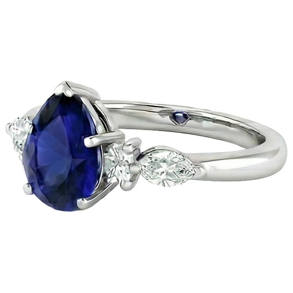 natural round sapphire 3.50ct ring top view
